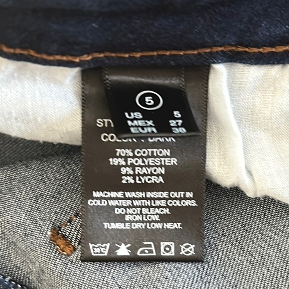 Blue Skinny Jeans with Distressed Details and Frayed Hem - Picture 2 of 6